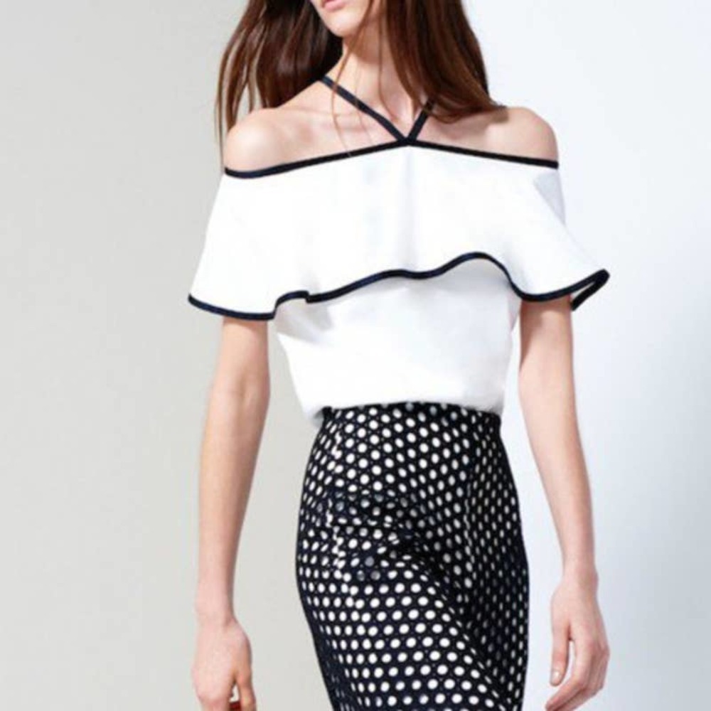 Alexis White Black Isa Off Shoulder Top Size XS